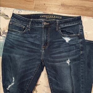 American Eagle Outfitters Men’s Distressed Dark Blue Skinny Jeans